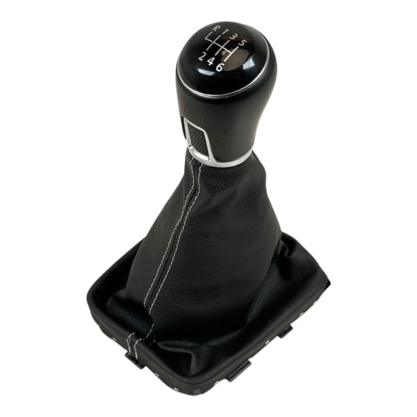 Schaltknauf Schaltsack 6 Gang VW Tiguan 5N Leder schwarz silber 5N0711113S